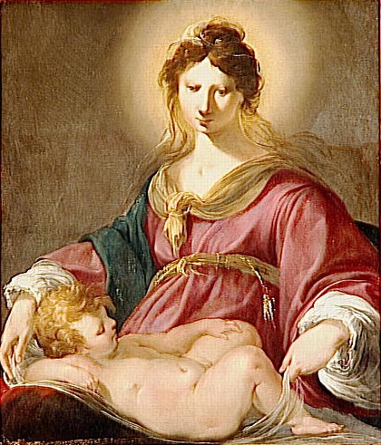 La Vierge veillant sur l'enfant endormi